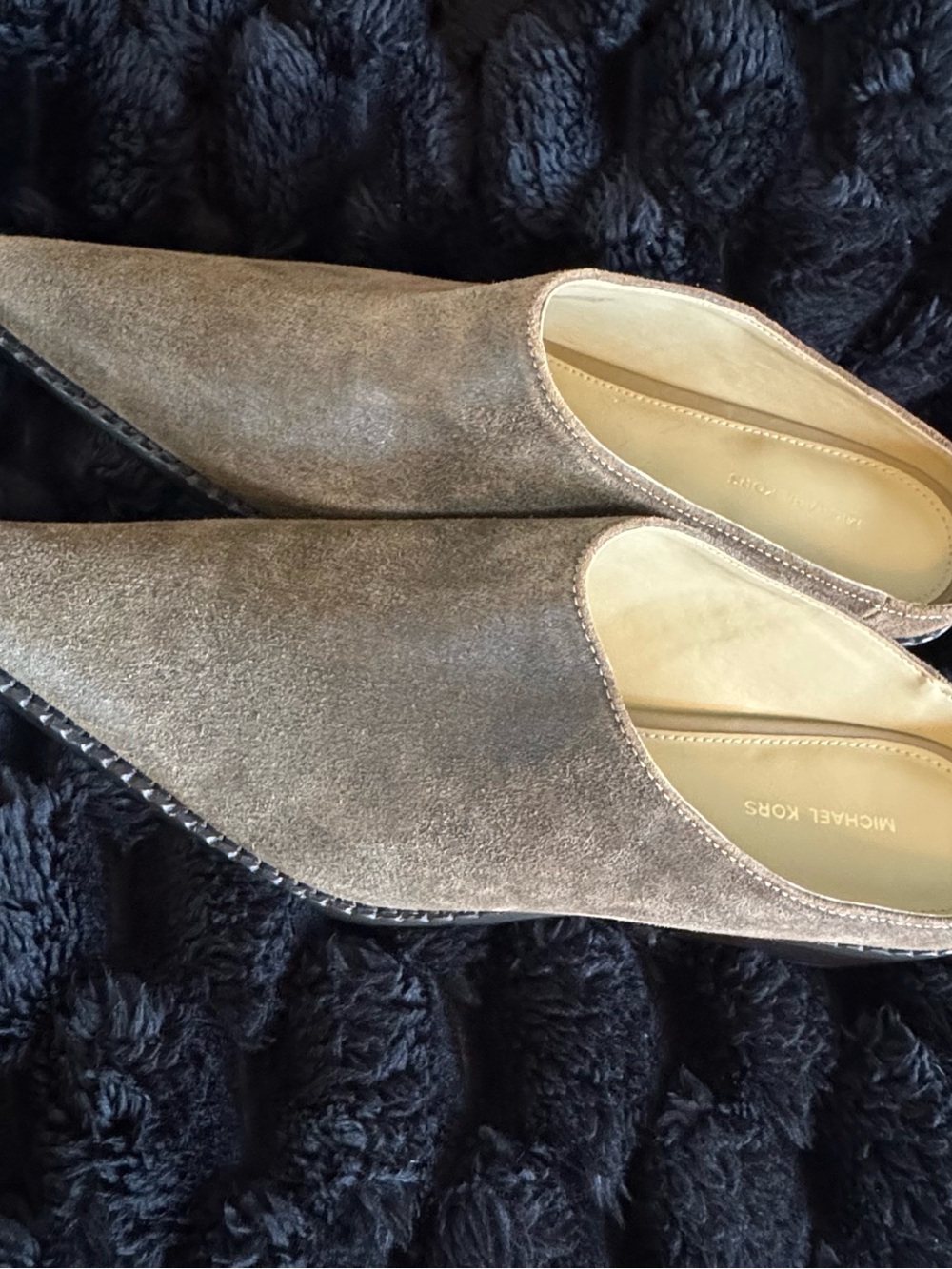 Michael Kors Nash Brown Leather Slip-On Mule Heels Pointed Toe Women 8 M